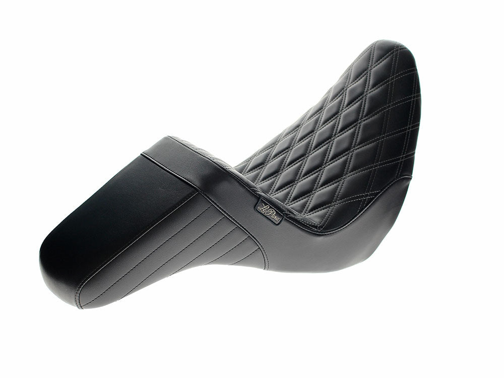 LePera LP-LYR-590DDGRY KickFlip Dual Seat w/Gun Metal Grey Double Diamond Stitch for Sport Glide/Low Rider 18-Up/Low Rider S 20-Up