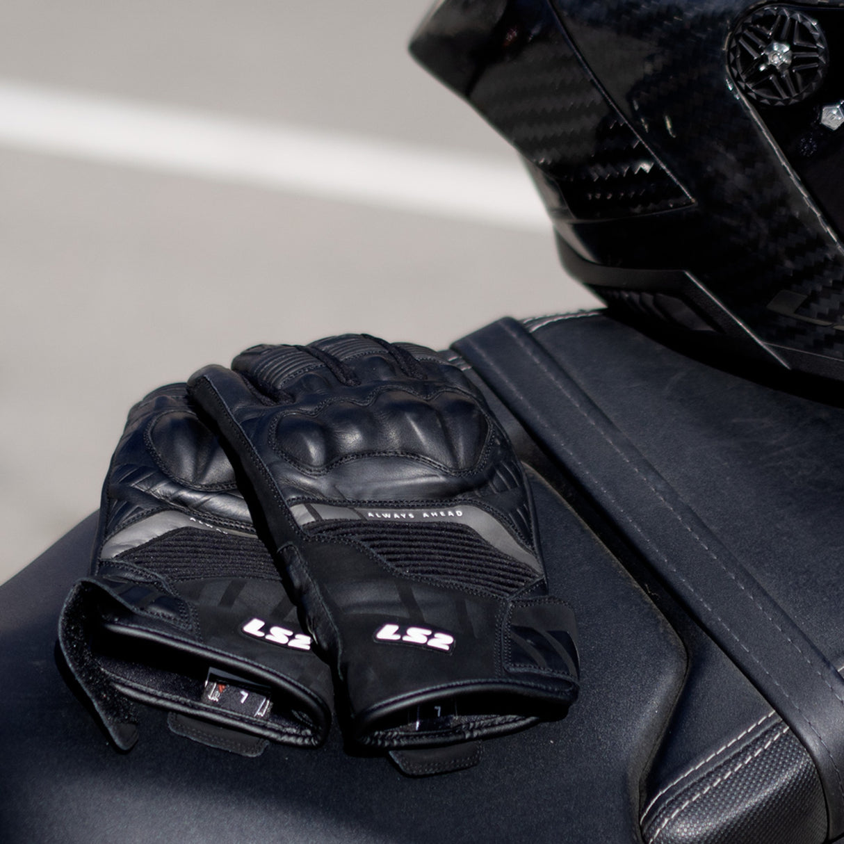 LS2 Octane Waterproof Leather Black Gloves