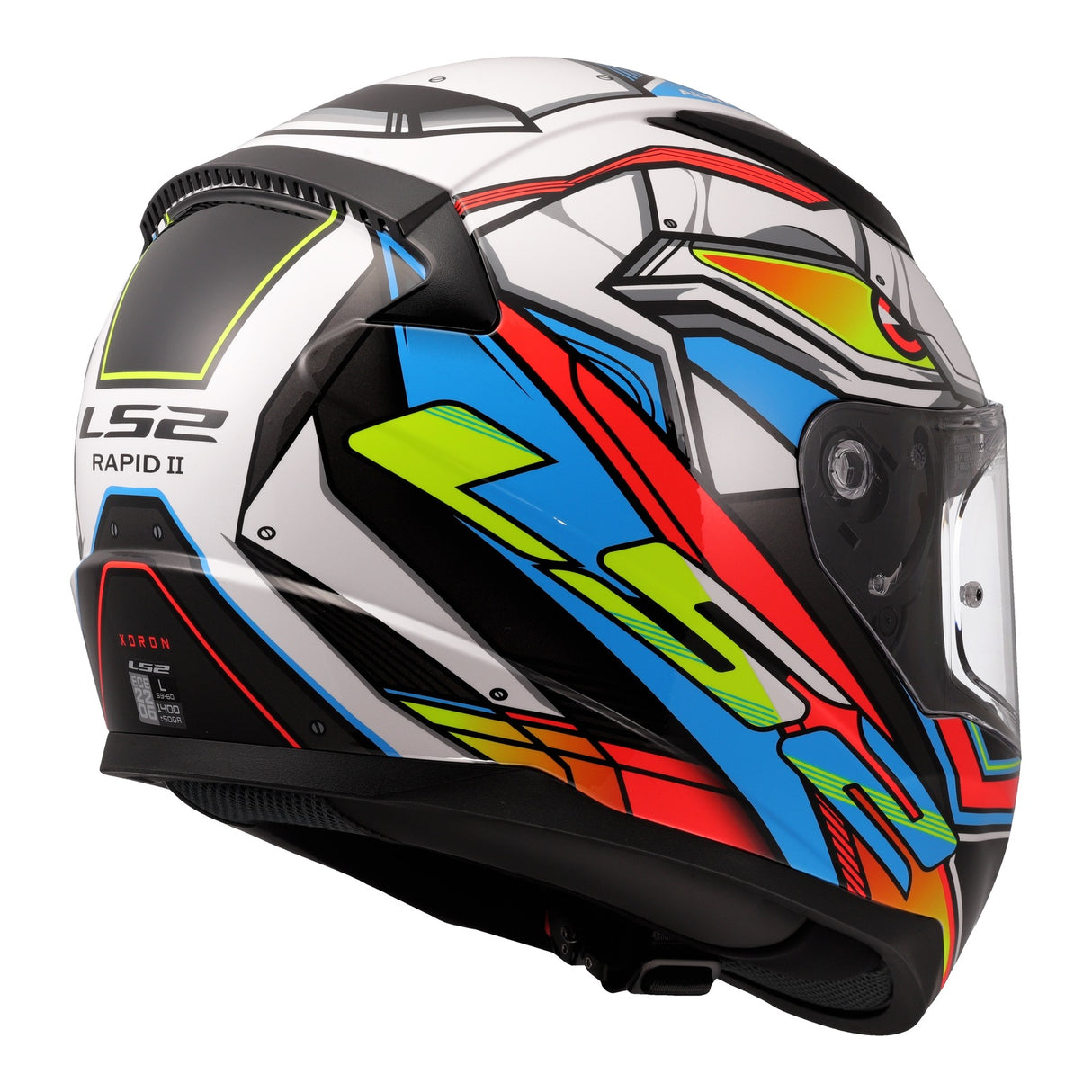 LS2 FF353 Rapid II XDron White/Hi-Vis Orange/Blue Helmet