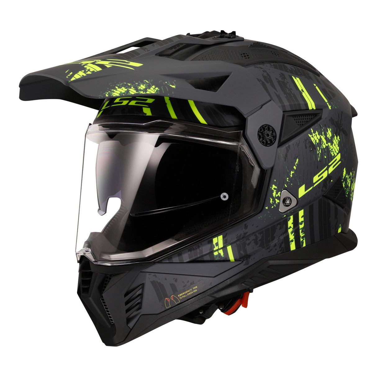 LS2 MX702 Pioneer II Crazy Matte Black/Grey/Hi-Vis Yellow Helmet