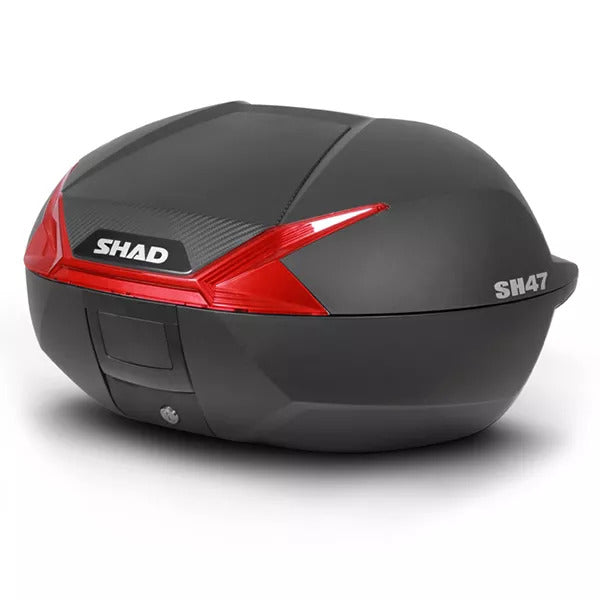 Shad SH47 Black/Carbon 47L Top Case w/Red Reflector