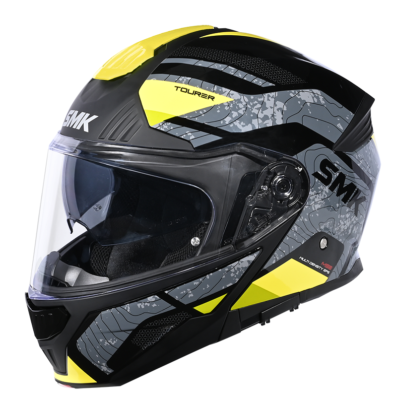 SMK Gullwing Navigator Gloss Black/Grey/Yellow GL264 Modular Helmet