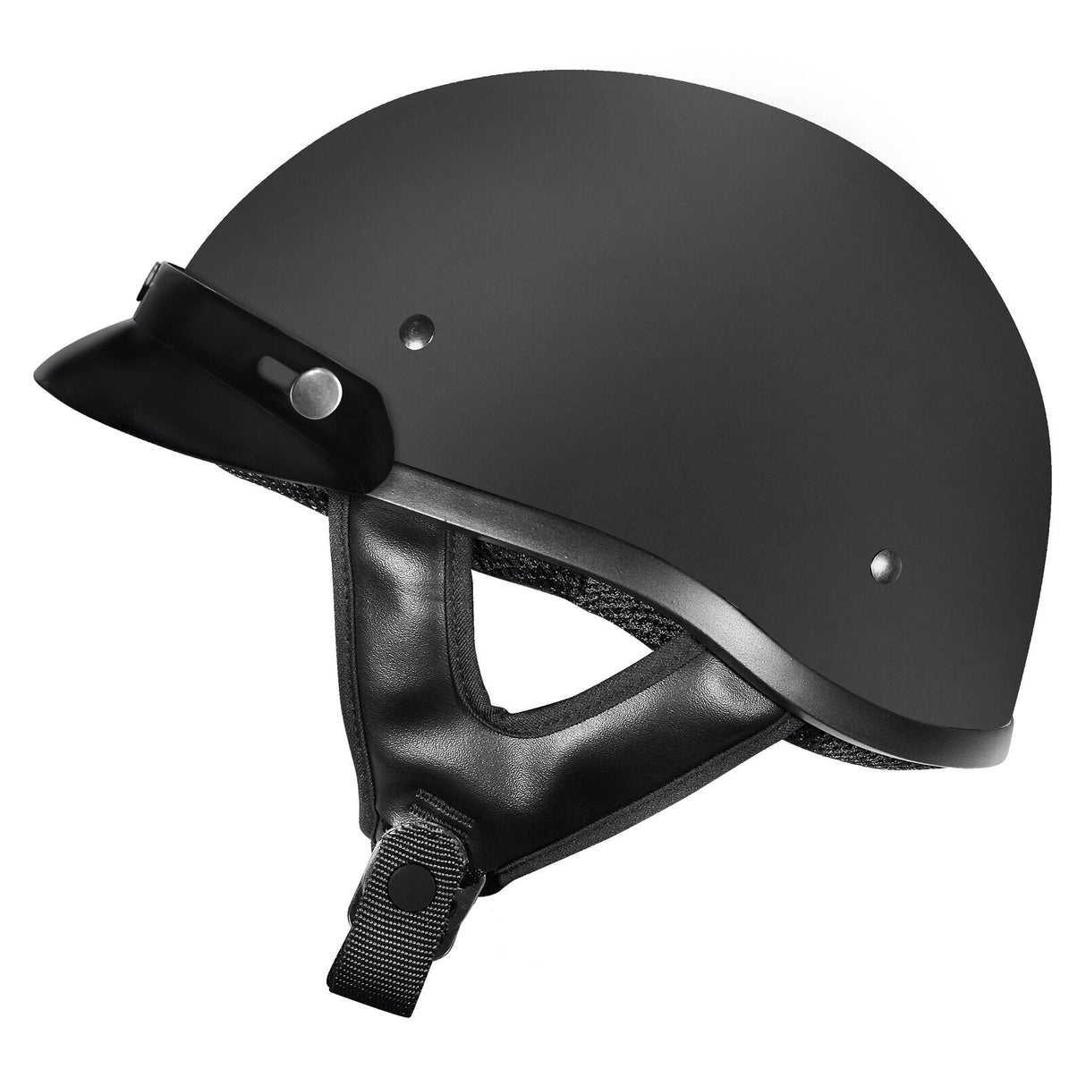 M2R Rebel Shorty Solid Matte Black Helmet w/Studs - EasyR