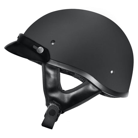 M2R Rebel Shorty Solid Matte Black Helmet w/Studs - EasyR