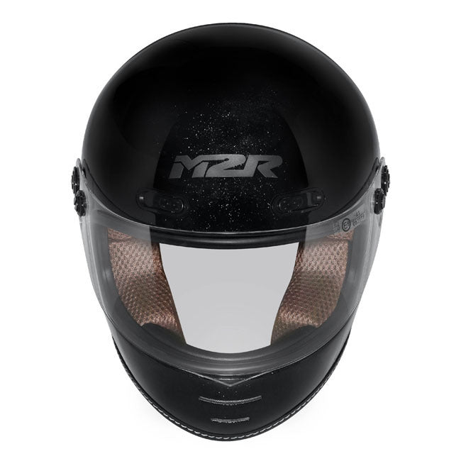 M2R Bolster Metallic Black Helmet - EasyR