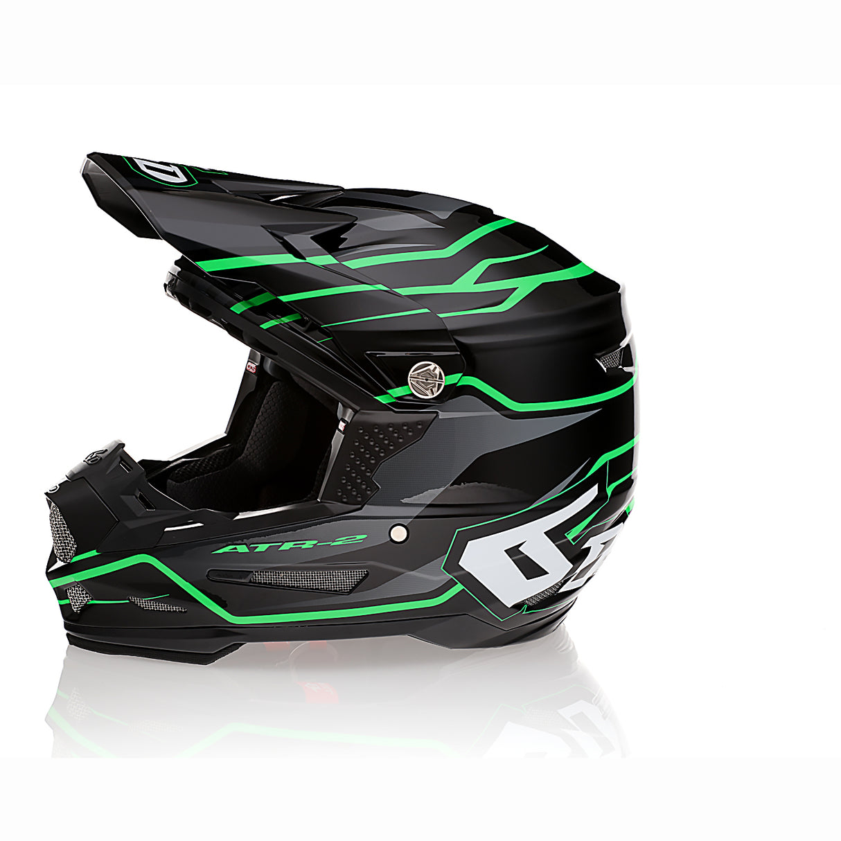 6D ATR-2 Phase Black/Green Helmet - EasyR