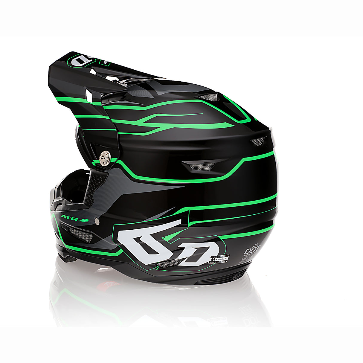 6D ATR-2 Phase Black/Green Helmet - EasyR