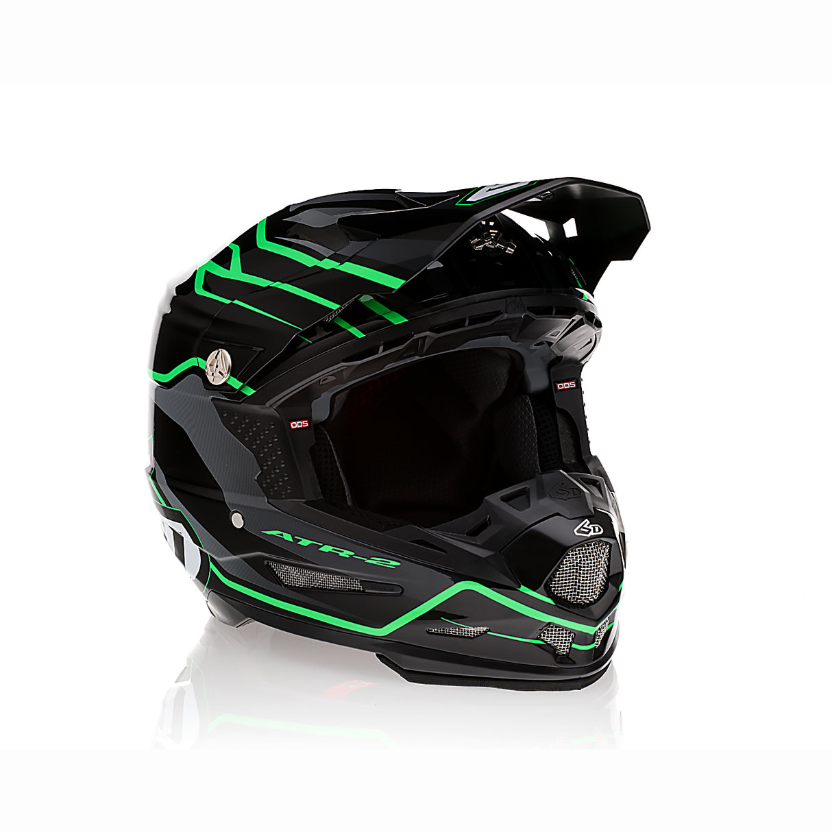 6D ATR-2 Phase Black/Green Helmet - EasyR