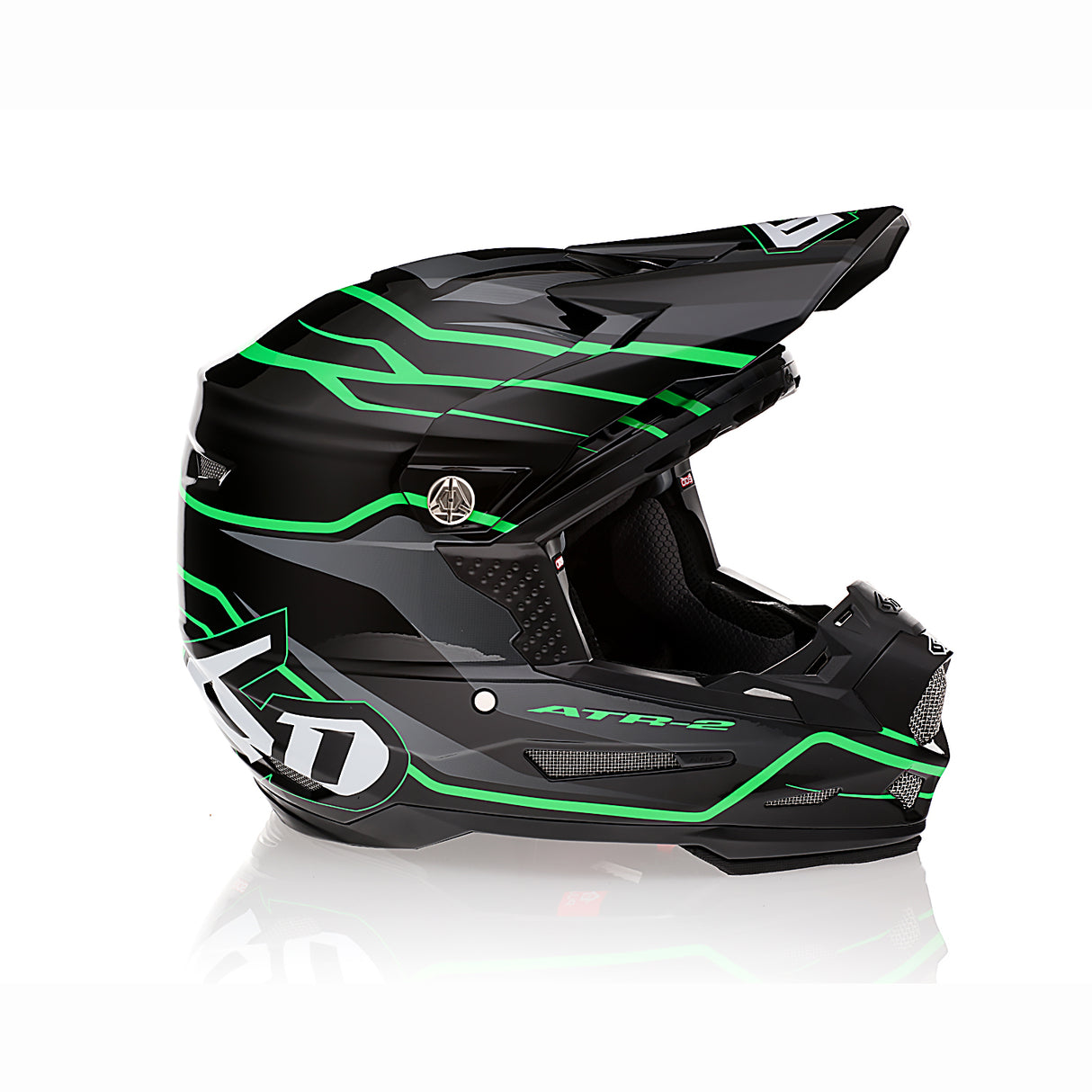6D ATR-2 Phase Black/Green Helmet - EasyR