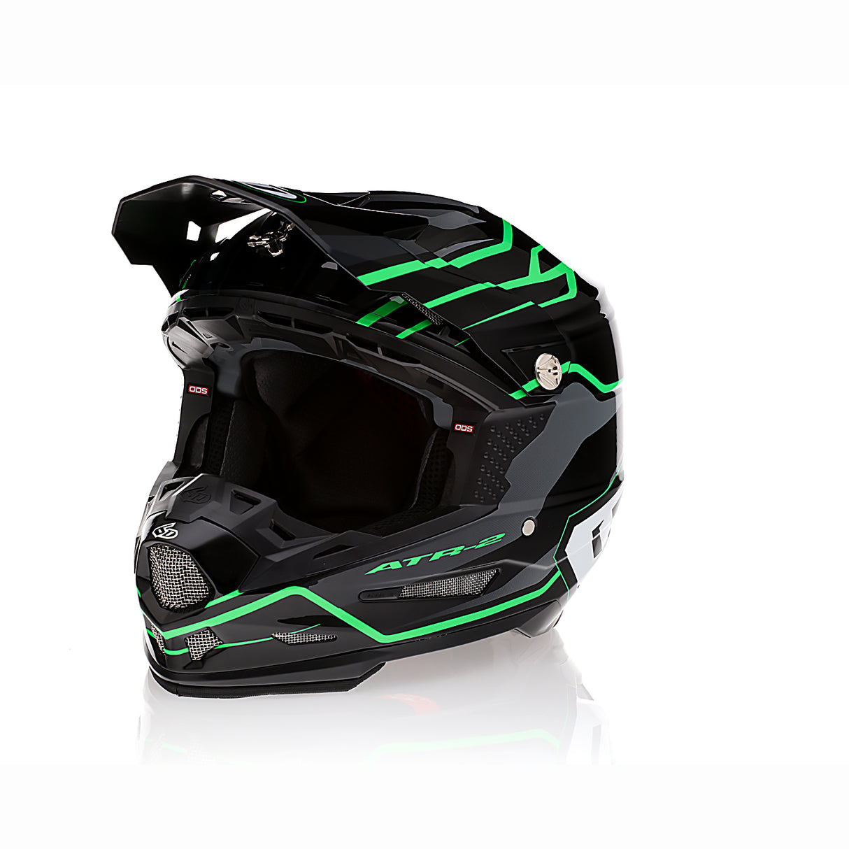 6D ATR-2 Phase Black/Green Helmet - EasyR