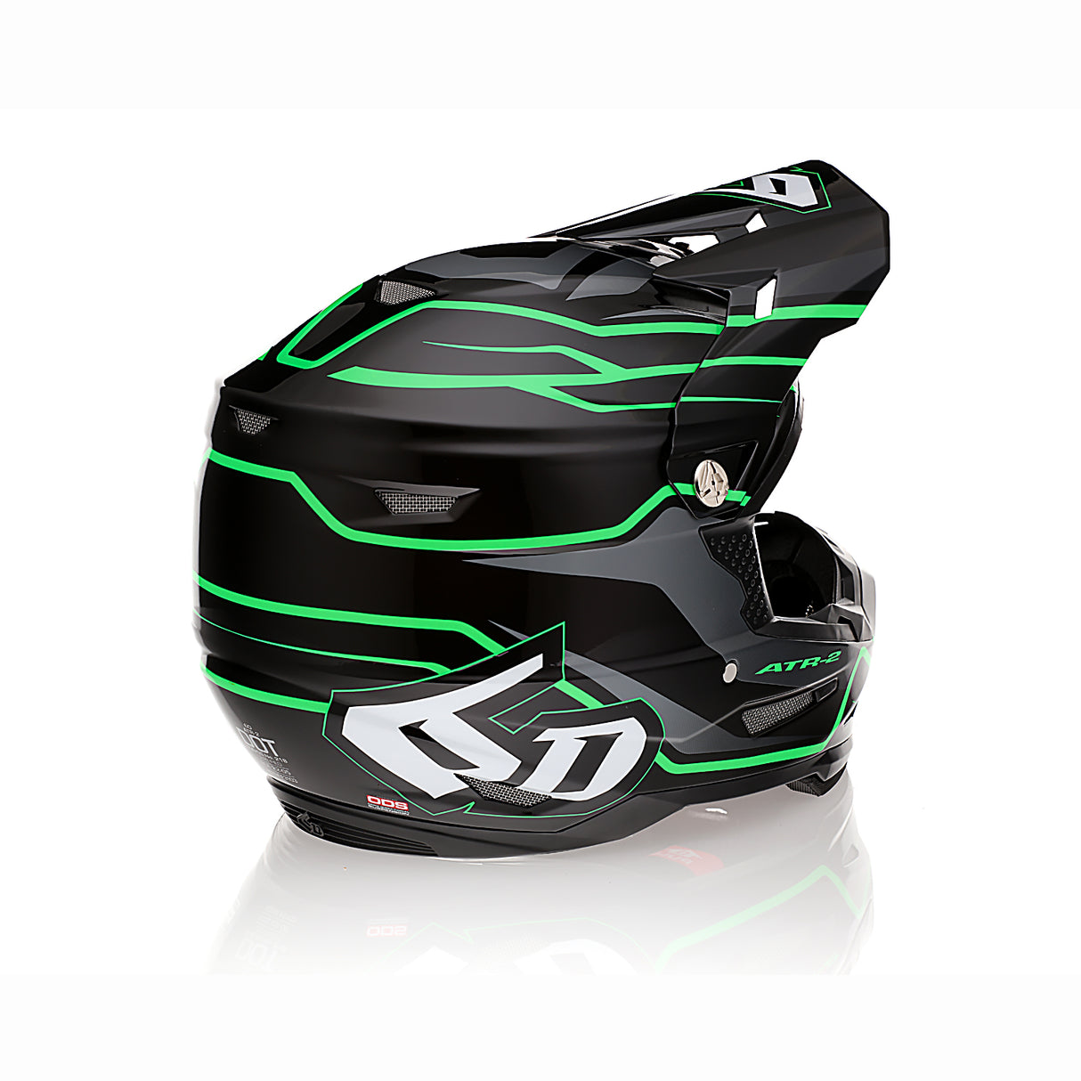 6D ATR-2 Phase Black/Green Helmet - EasyR