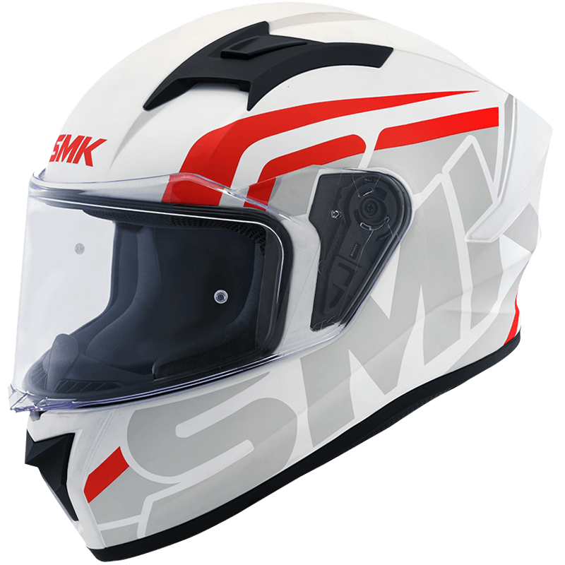 SMK Stellar Stage Matte White/Grey/Red MA163 Helmet - EasyR