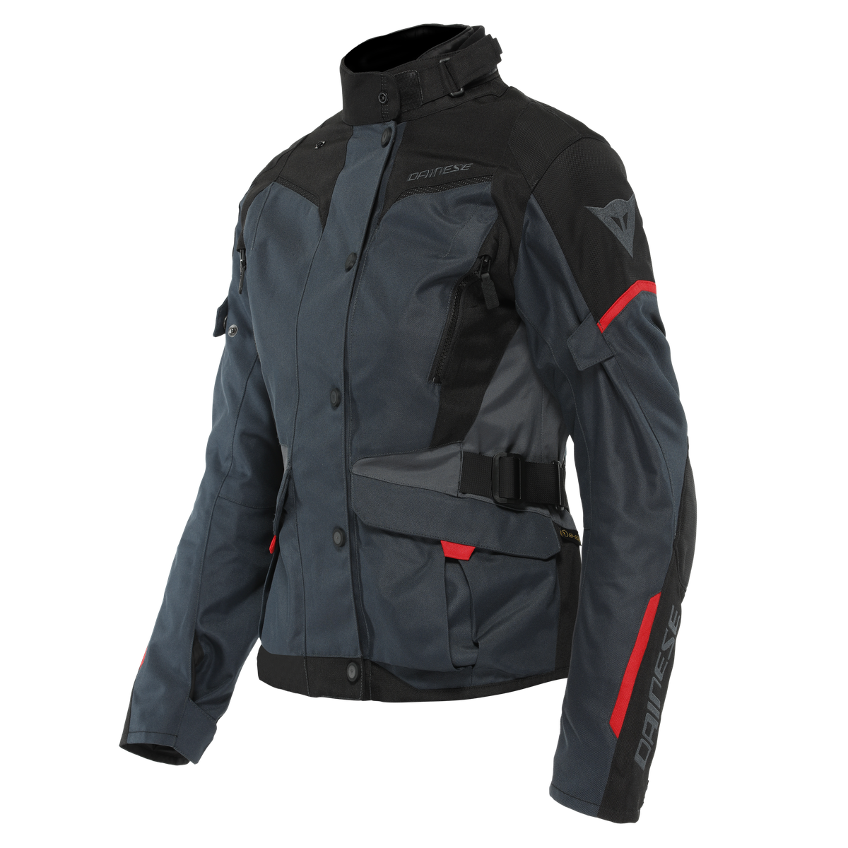 Dainese Tempest 3 Lady D-Dry Ebony/Black/Lava Red Waterproof Textile Womens Jacket