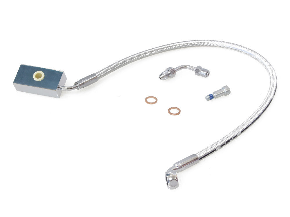 Magnum Shielding MS-AS370274 Sterling Chromite +4" Length Lower Front Brake Line for Harley-Davidson Softail 18-24 w/Single Front Disc Caliper