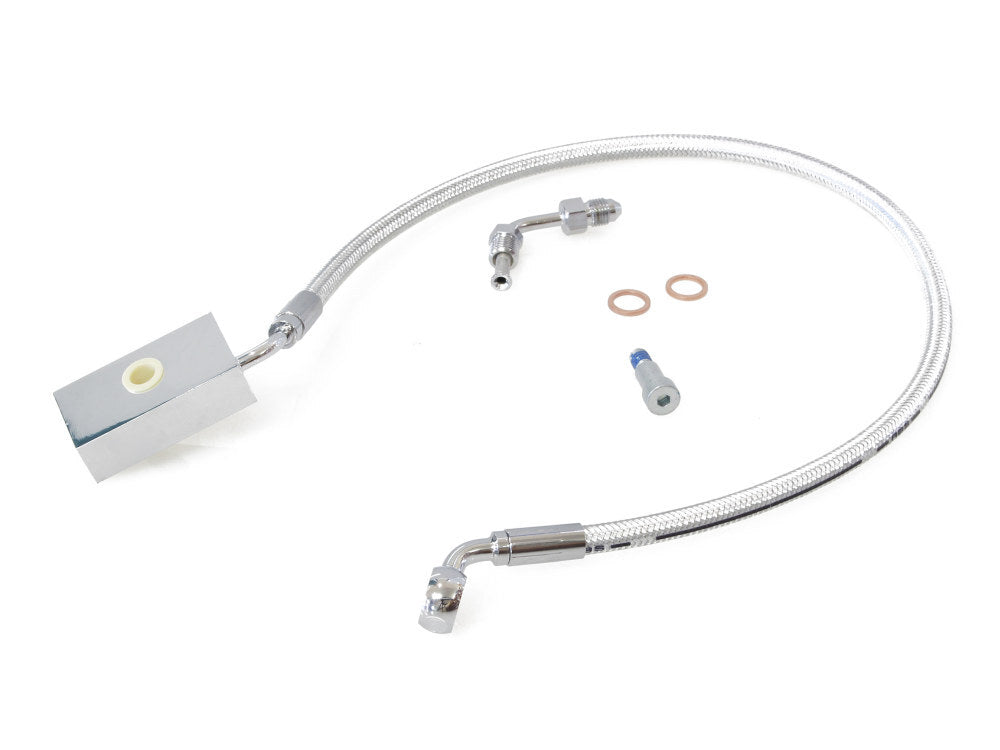 Magnum Shielding MS-AS370276 Sterling Chromite +6" Length Lower Front Brake Line for Harley-Davidson Softail 18-24 w/Single Front Disc Caliper