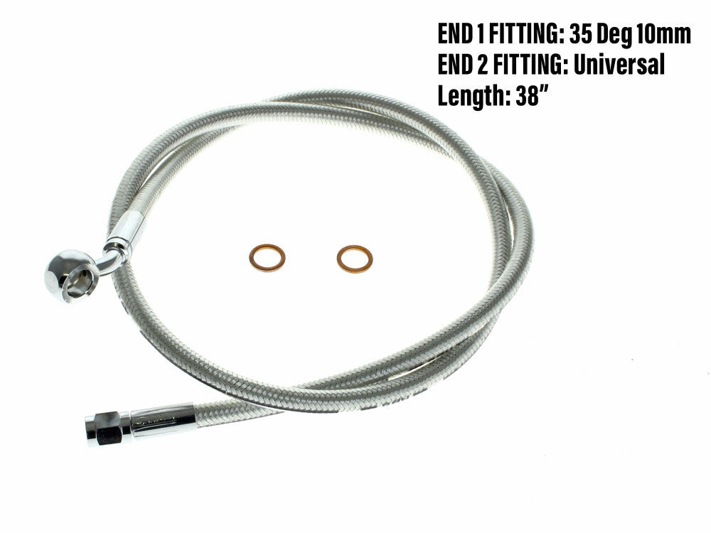 Magnum Shielding MS-AS37138 Sterling Chromite 38" Upper Front Brake Line w/10mm x 35 Degree Banjo