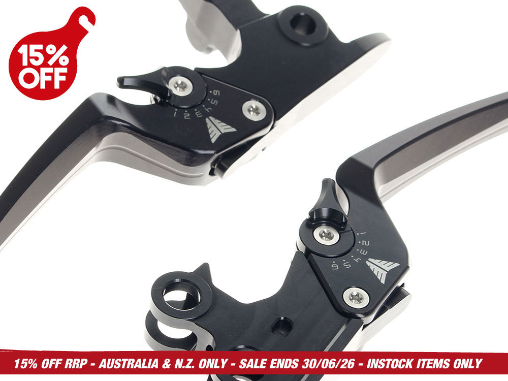 Muller Motorcycle AG MUL-150-30 Adjustable Levers Black for most Harley-Davidson Touring 21-24 w/Cable Clutch
