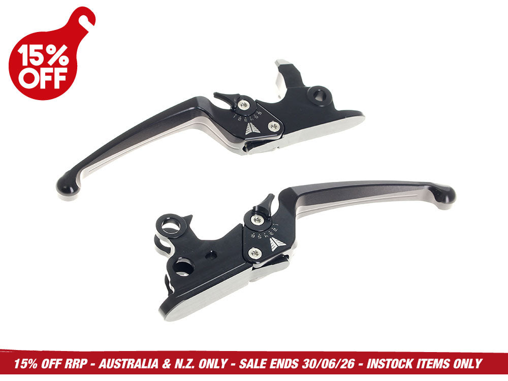 Muller Motorcycle AG MUL-150-30 Adjustable Levers Black for most Harley-Davidson Touring 21-24 w/Cable Clutch