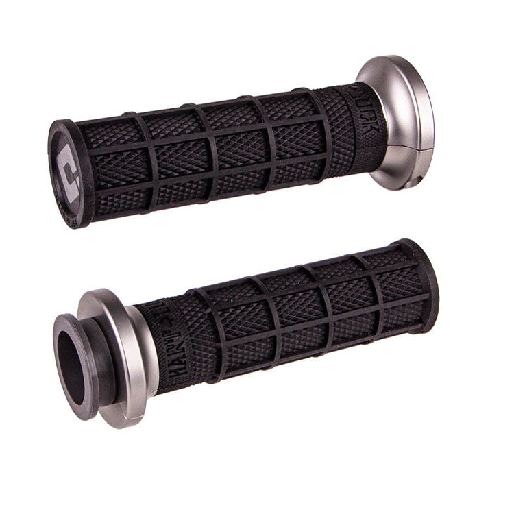 ODI Grips ODI-V31HTW-BH-H Hart-Luck Full Waffle Lock-On Handgrips Grey for Harley-Davidson Big Twin 08-24 w/Throttle-By-Wire