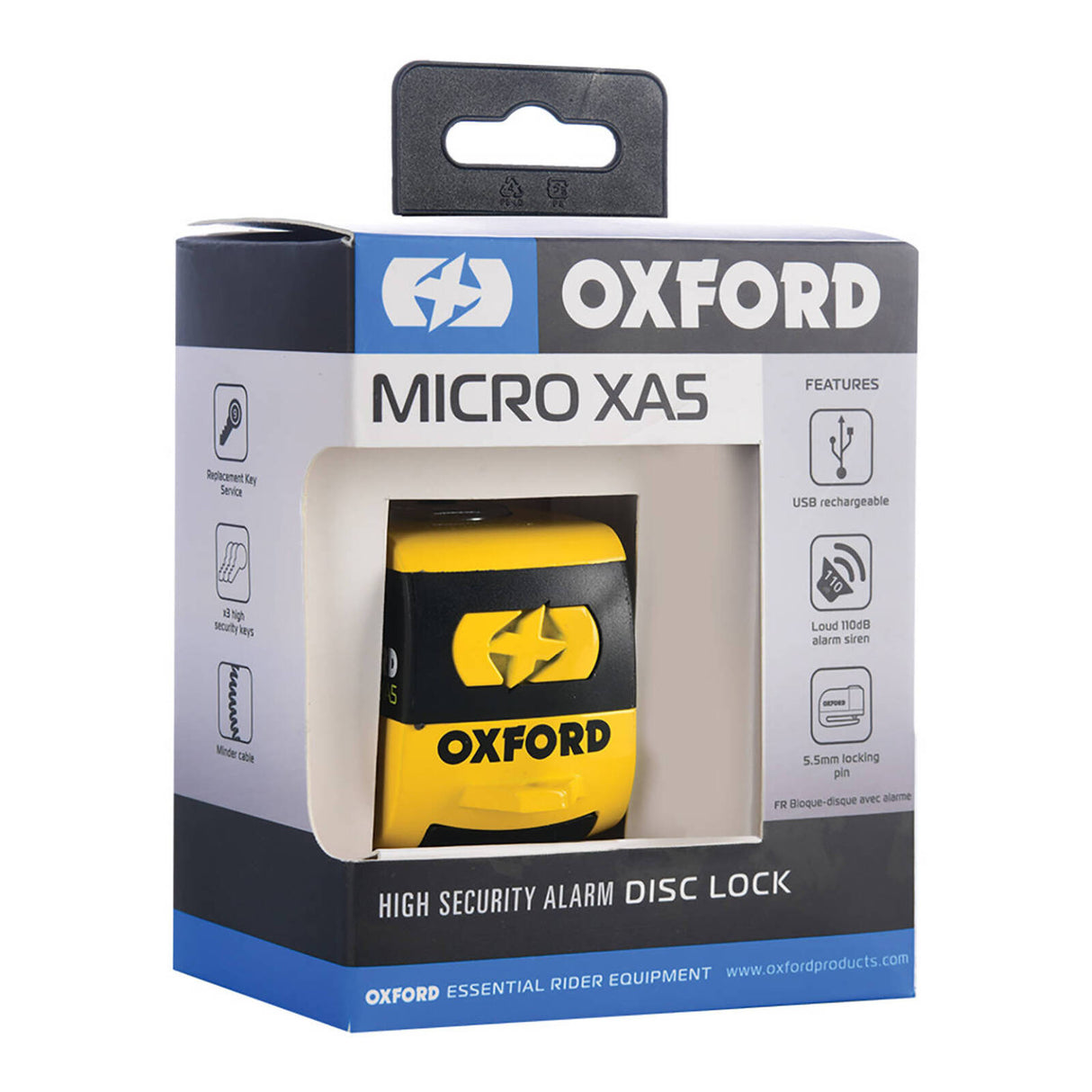 Oxford Micro XA5 Alarm Disc Lock Black/Yellow