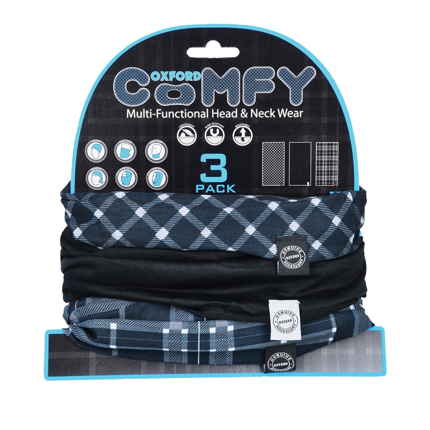 Oxford Comfy Black & White Tartan (3 Pack)