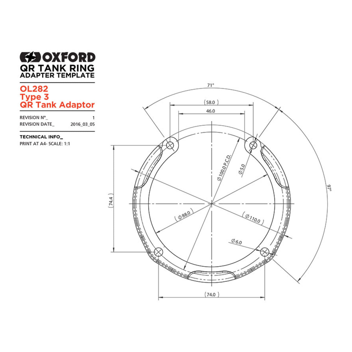 Oxford Quick Release Bike Adaptor Type 3 (Honda)