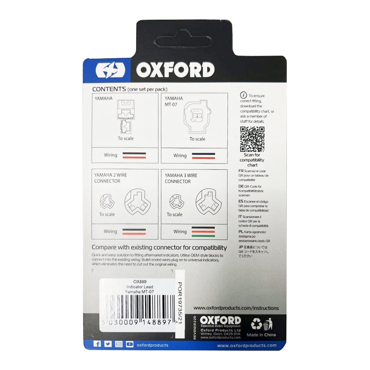 Oxford Indicator Leads for Yamaha MT-07