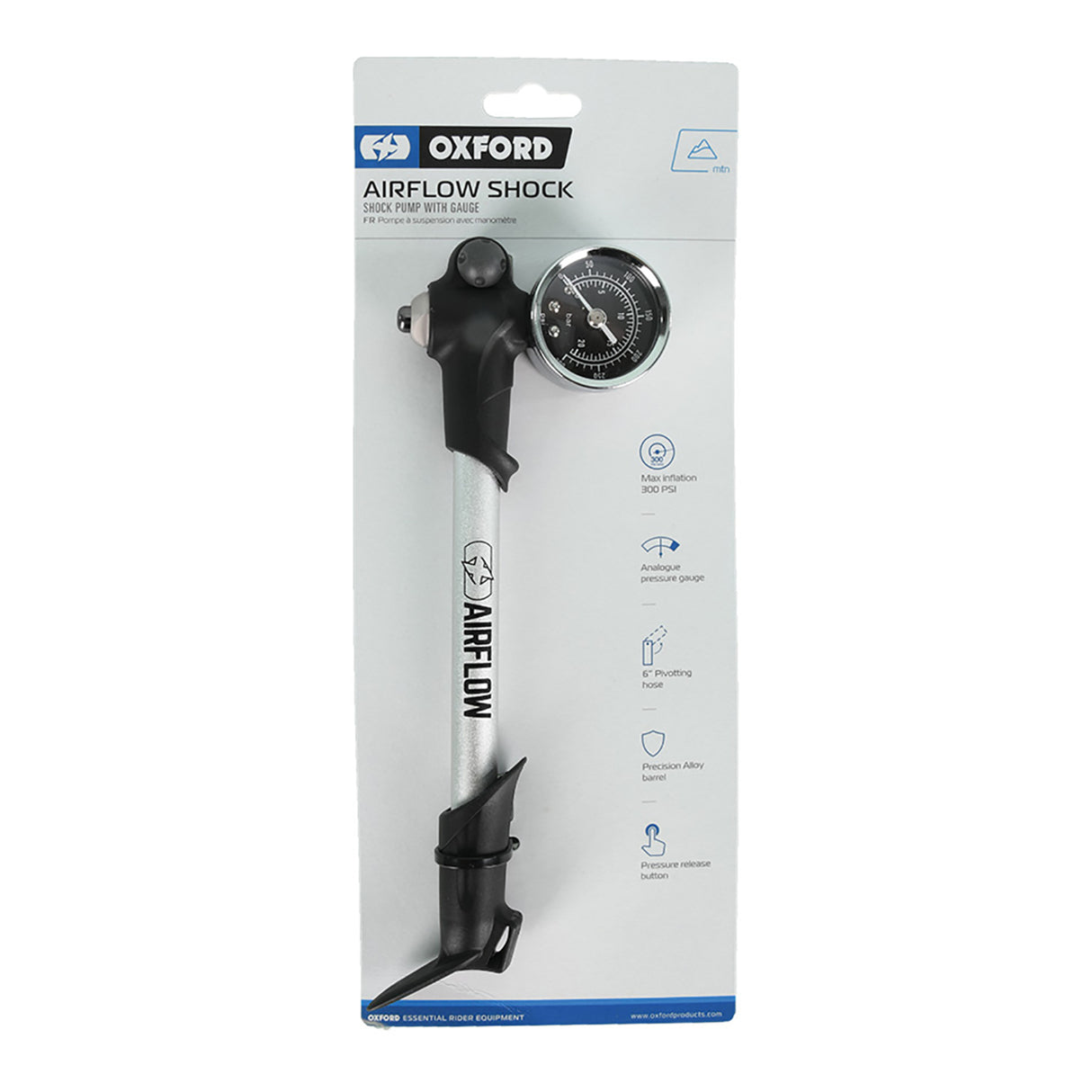 Oxford Shock/Fork Pump w/Gauge 300psi Max