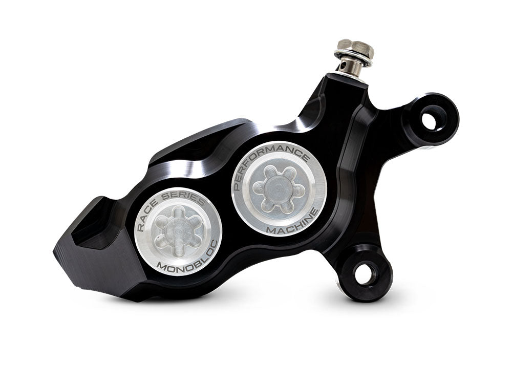Performance Machine P00532958MC Right Hand Front 4 Piston Race Series Caliper Black/Chrome for Softail 15-Up/V-Rod 06-17/most Touring 08-24/Sportster 14-21