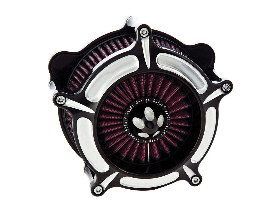 Roland Sands Designs P02062144BM Turbine Air Cleaner Kit Black Contrast Cut for Harley-Davidson Touring 17-24/Softail 18-24