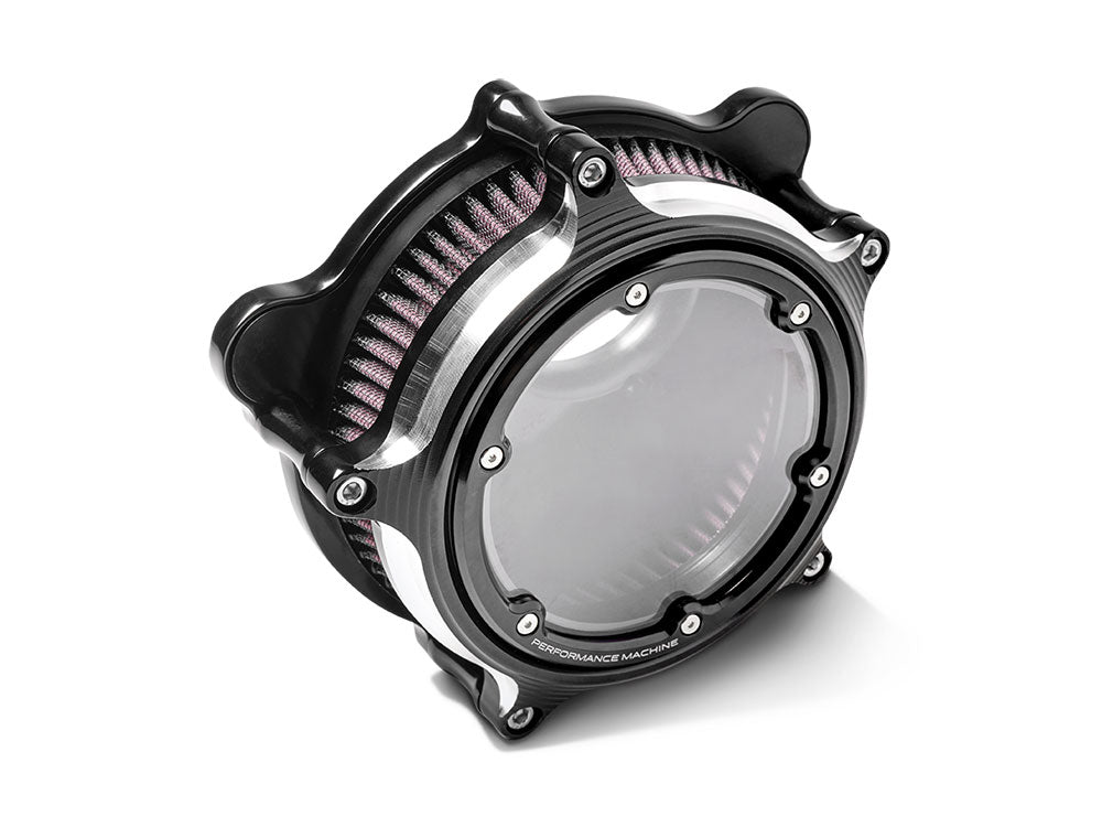 Performance Machine P02062166BM Vision Air Cleaner Kit Black Contrast Cut for CVO Touring 23-Up/Street Glide/Road Glide 24-Up