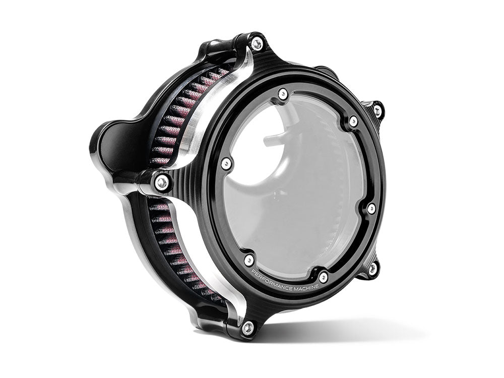 Performance Machine P02062166BM Vision Air Cleaner Kit Black Contrast Cut for CVO Touring 23-Up/Street Glide/Road Glide 24-Up