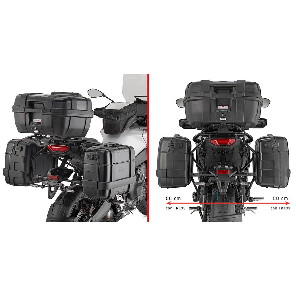 Givi PLO2171MK PL ONE-FIT Side Case Pannier Holder for Tracer 9/Tracer 9 GT/Tracer 9 GT+ 25-Up w/Monokey Side Cases or Monokey Side Bags