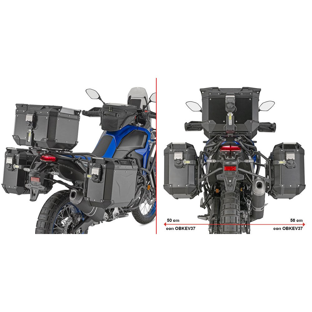 Givi PLO2174CAM PL ONE-FIT Side Case Pannier Holder for Yamaha Tenere 700/Tenere 700 World Raid/Tenere 700 Rally 25-Up w/Trekker Outback Monokey CAM-Side Cases/Canyon Monokey CAM-Side Bags