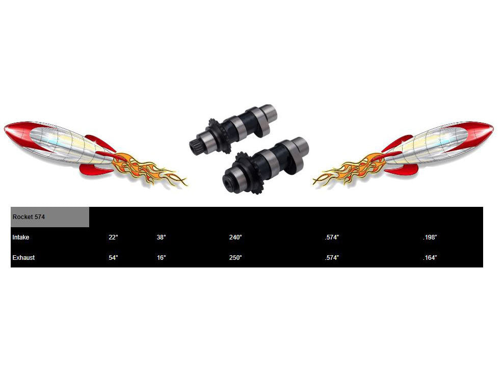 Rocket Cams RC-4-4000 574CE Chain Drive Easy Start Camshafts for Dyna 2006/Twin Cam 07-17