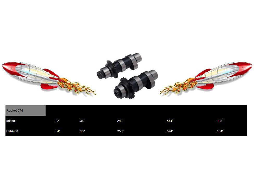 Rocket Cams RC-4-4003 574C Chain Drive Camshafts for Dyna 2006/Twin Cam 07-17