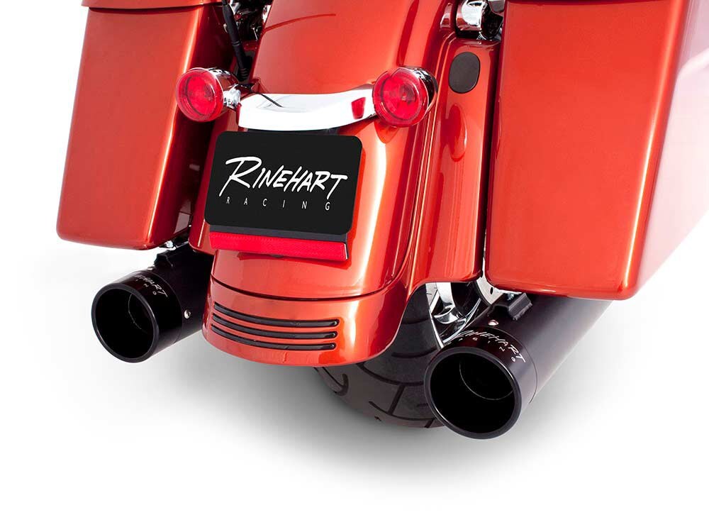 Rinehart Racing RIN-500-0103 4" Slip-On Mufflers Black w/Black End Caps for Touring 95-16/Trike 17-20