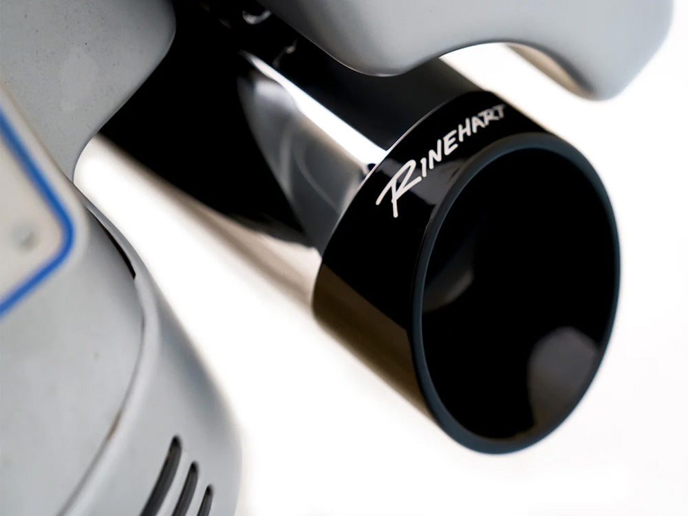 Rinehart Racing RIN-500-0185-SLASH 4.5" DBX45 Slip-On Mufflers Chrome w/Black Slash Cut End Caps for Harley-Davidson Touring 17-Up
