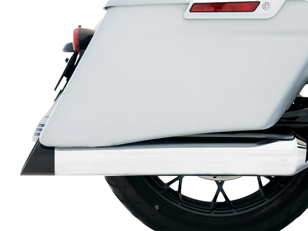 Rinehart Racing RIN-500-0185-SLASH 4.5" DBX45 Slip-On Mufflers Chrome w/Black Slash Cut End Caps for Harley-Davidson Touring 17-Up