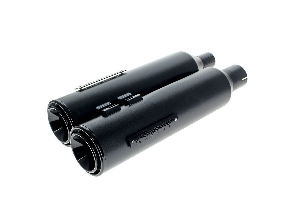 Rinehart Racing RIN-500-1103 4-1/2" HP45 Slip-On Short Race Inspired Mufflers Black w/Black End Caps for Touring 17-Up