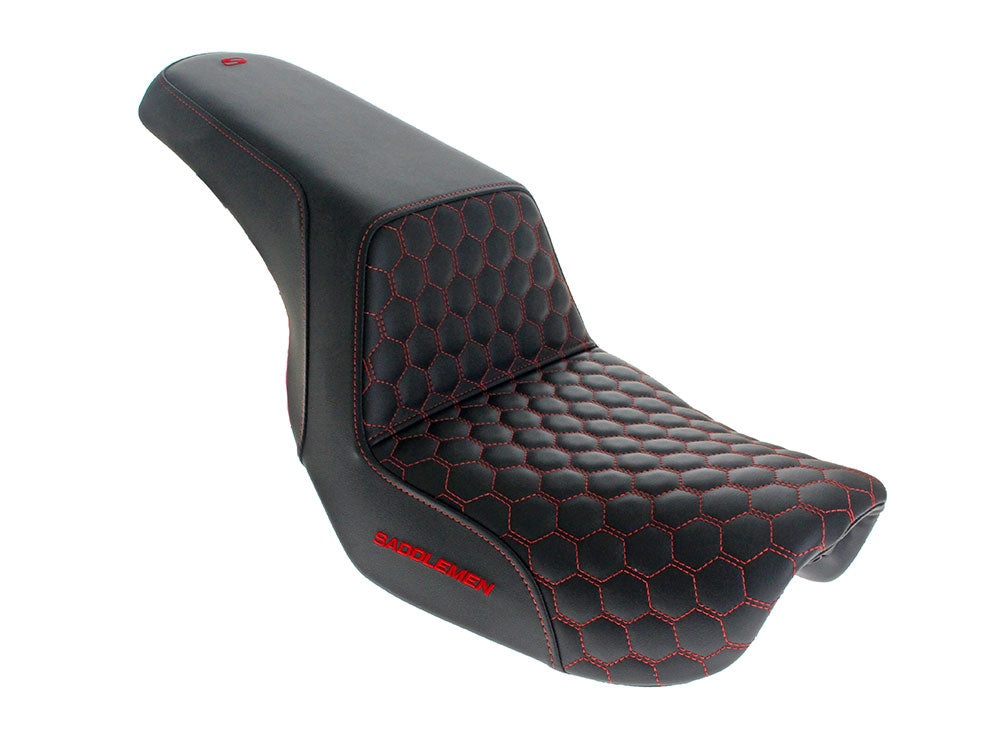Saddlemen SAD-806-04-17704 Step-Up HC Dual Seat w/Red Honeycomb Stitch for Dyna 06-17