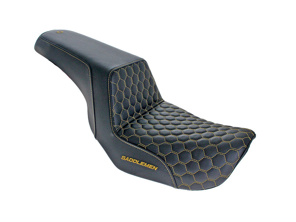 Saddlemen SAD-806-04-17707 Step-Up HC Dual Seat w/Gold Honeycomb Stitch for Dyna 06-17