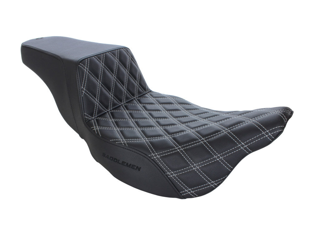 Saddlemen SAD-808-07B-172GRE Step-Up LS Dual Seat w/Dark Grey Double Diamond Lattice Stitch for Touring 08-23