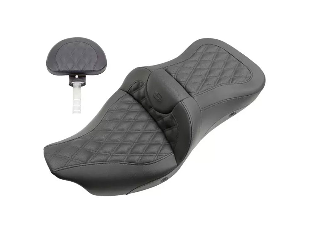Saddlemen SAD-808-07B-182BRHCT Heated Roadsofa LS Dual Seat w/Backrest for most Harley-Davidson Touring 08-24