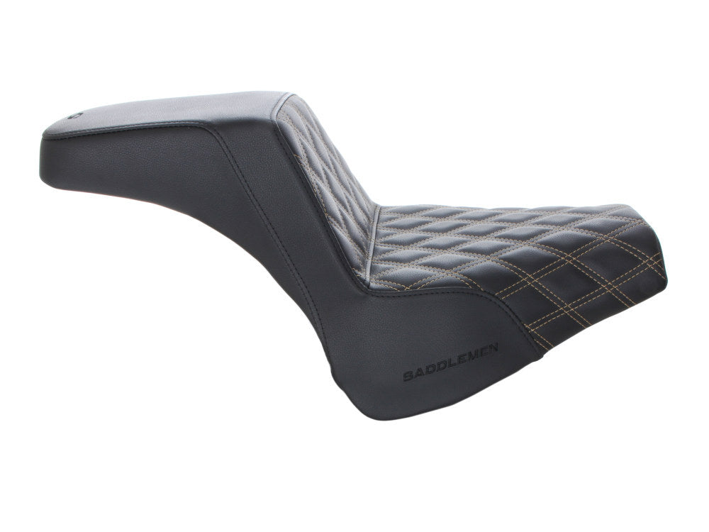 Saddlemen SAD-818-28-172GO Step-Up LS Dual Seat w/Gold Double Diamond Lattice Stitch for Harley-Davidson Fat Bob 18-24