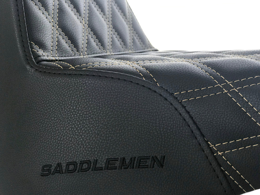 Saddlemen SAD-818-28-172GO Step-Up LS Dual Seat w/Gold Double Diamond Lattice Stitch for Harley-Davidson Fat Bob 18-24