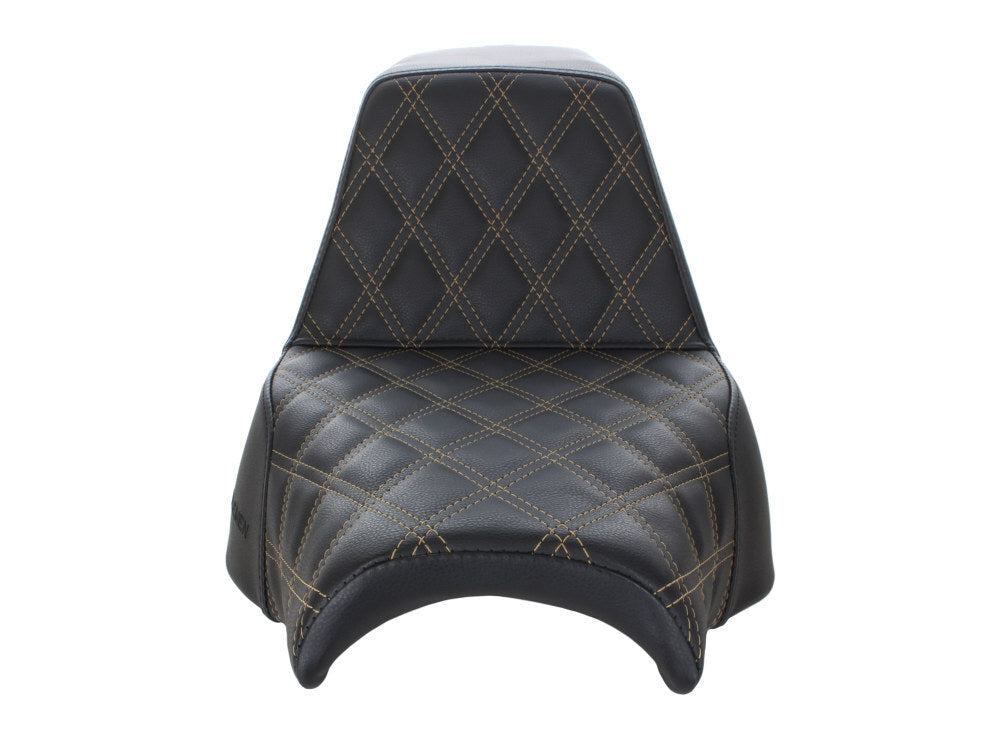 Saddlemen SAD-818-28-172GO Step-Up LS Dual Seat w/Gold Double Diamond Lattice Stitch for Harley-Davidson Fat Bob 18-24