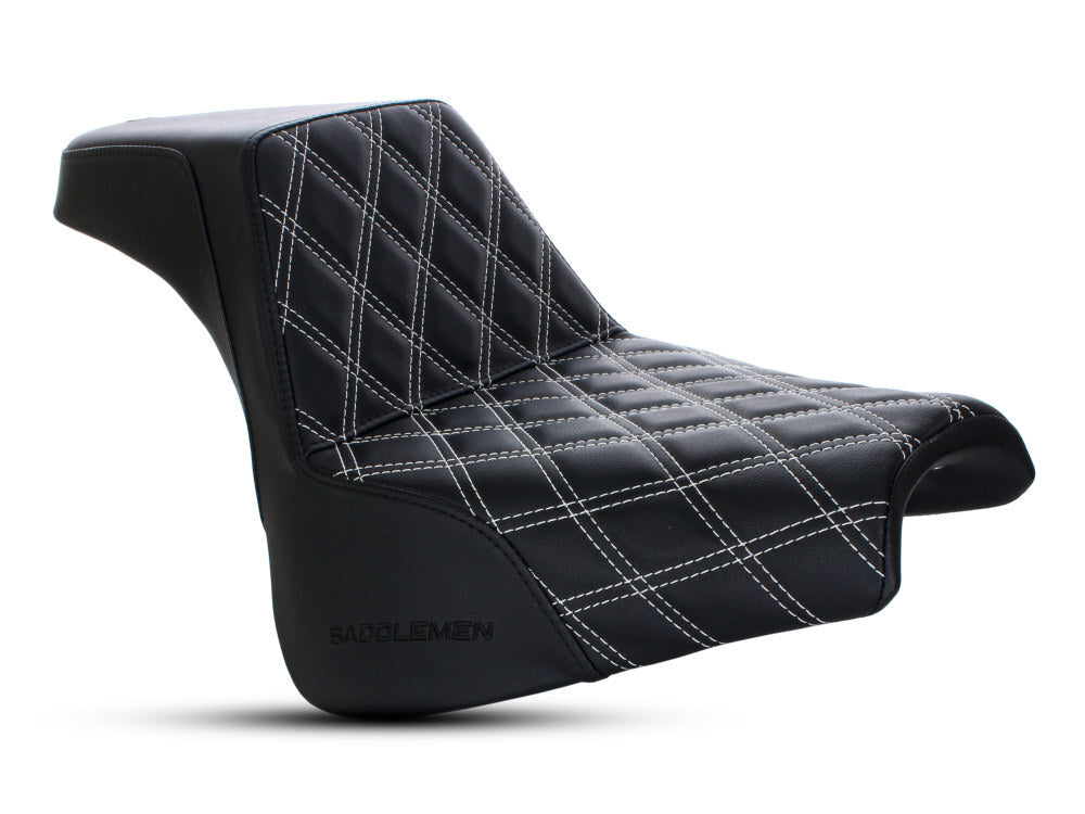 Saddlemen SAD-818-28-172WH Step-Up LS Dual Seat w/White Double Diamond Lattice Stitch for Harley-Davidson Fat Bob 18-24