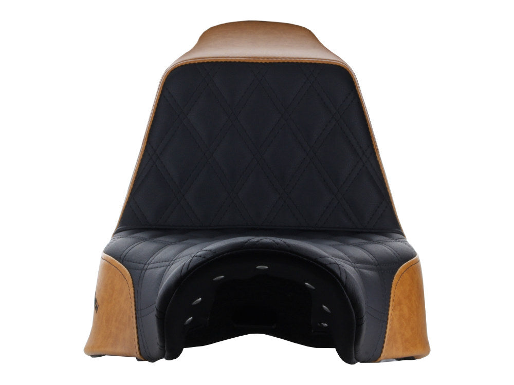 Saddlemen SAD-818-29-172COR Custom Black/Brown Step-Up LS Dual Seat w/Black Double Diamond Lattice Stitch for Sport Glide/Low Rider/S 18-Up