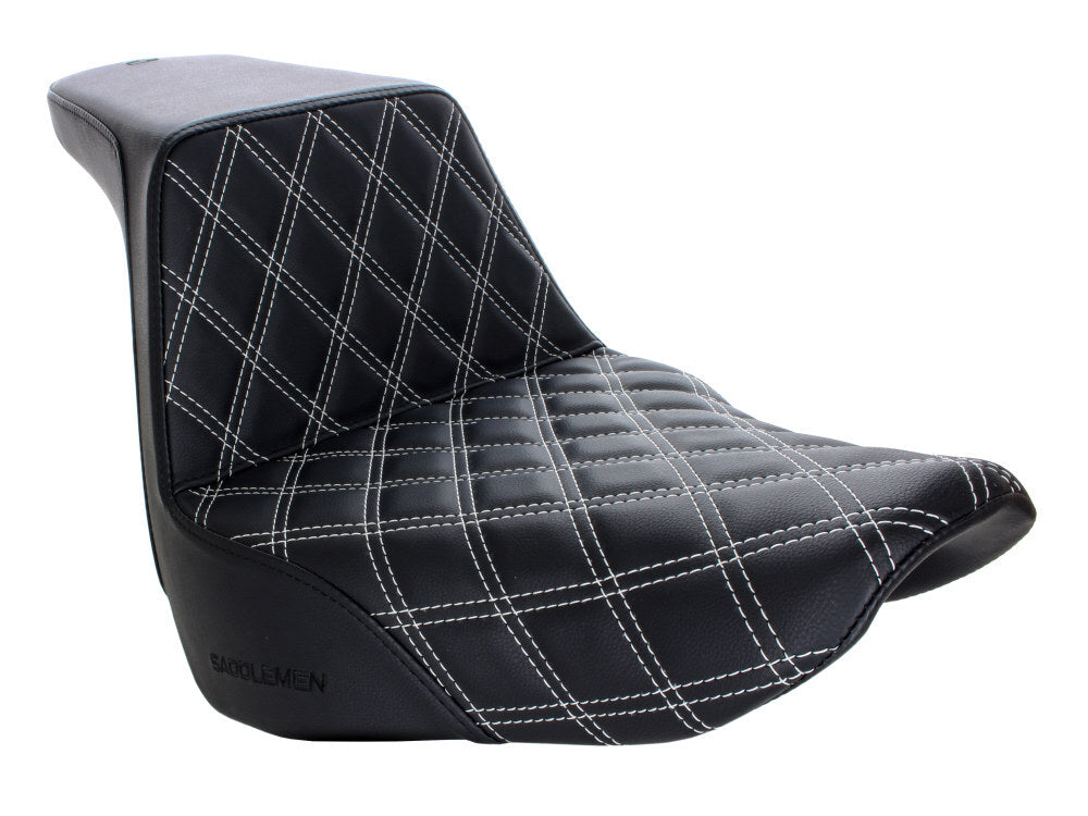 Saddlemen SAD-818-29-172GRE Step-Up LS Dual Seat w/Dark Grey Double Diamond Lattice Stitch for Sport Glide/Low Rider 18-Up/Low Rider S 20-Up/Low Rider S
